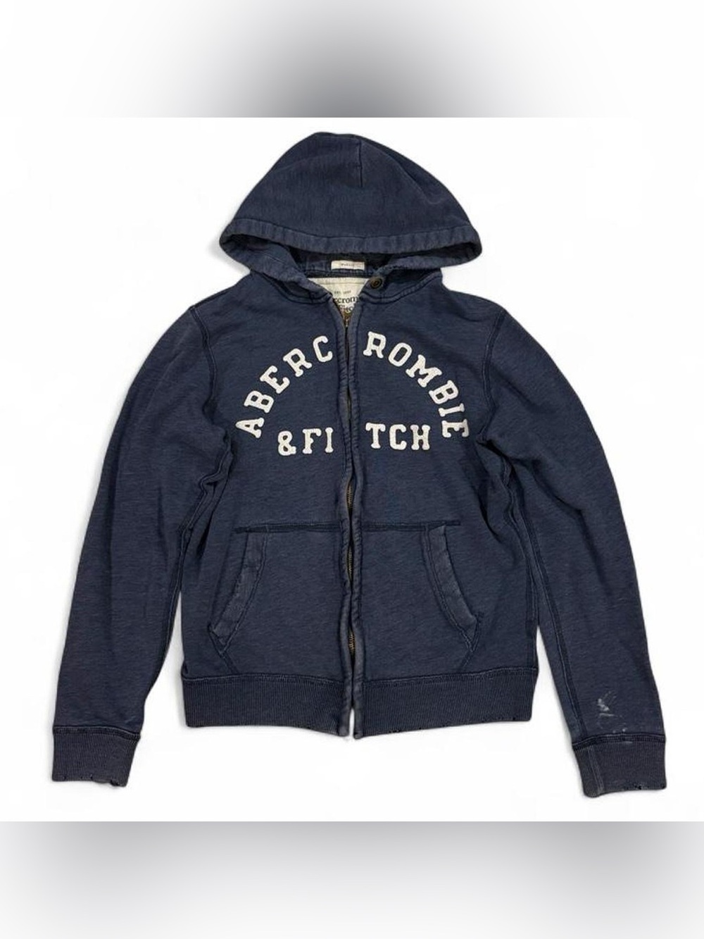 Y2K vintage Abercrombie & Fitch muscle fit zip-up hoodie patch letter logo